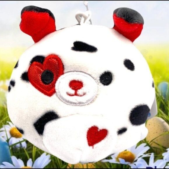 SQUISHMALLOW  Valentines the Dustin Dalmatian Clip On 3.5”  NEW - Picture 1 of 8